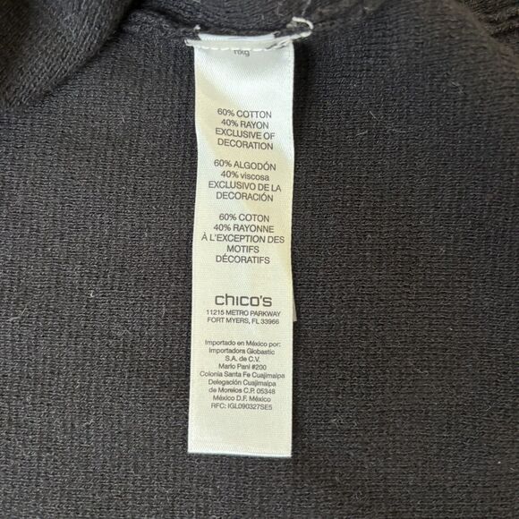 Chicos Women Black Open Front Beaded Cardigan Size 1 Mature Glam Christmas Party - Picture 8 of 15